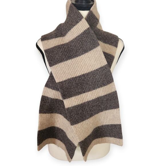 100% Lambswool Gap Old Money Striped Warm Winter Scarf Mens - Picture 1 of 5